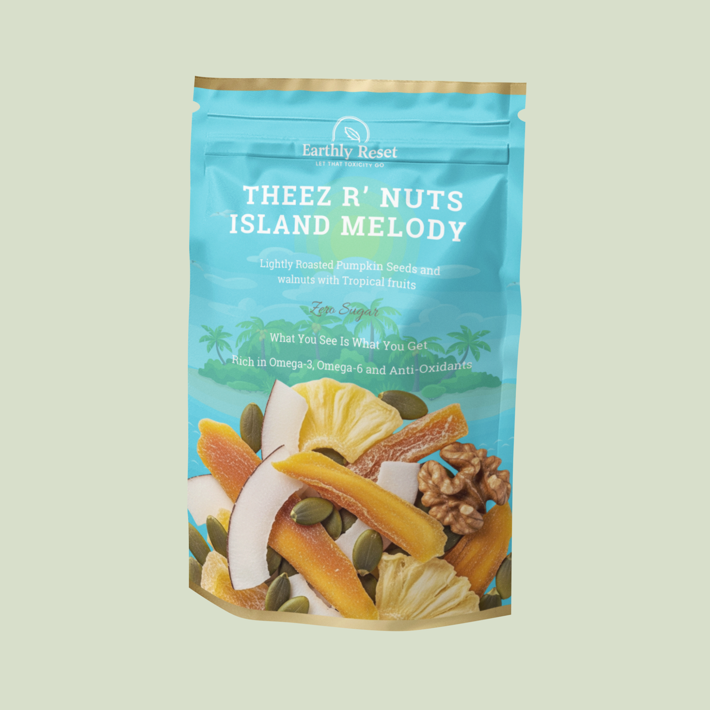 THEEZ R’ NUTS Island Melody – Tropical Fruit, Walnut & Pumpkin Seed Mix